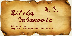Milika Vukanović vizit kartica